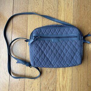 Vera Bradley Trimmed Crossbody Bag in Blue Quilted Microfiber